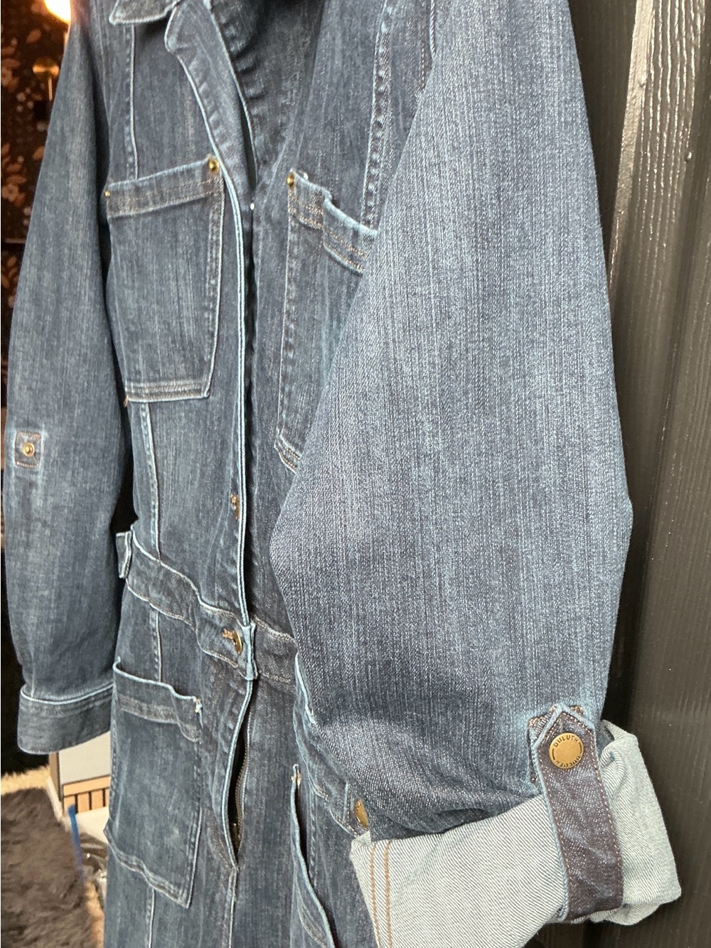 Women’s Blue Denim Workwear Jumpsuit - Classic Utility Style - Picture 5 of 14
